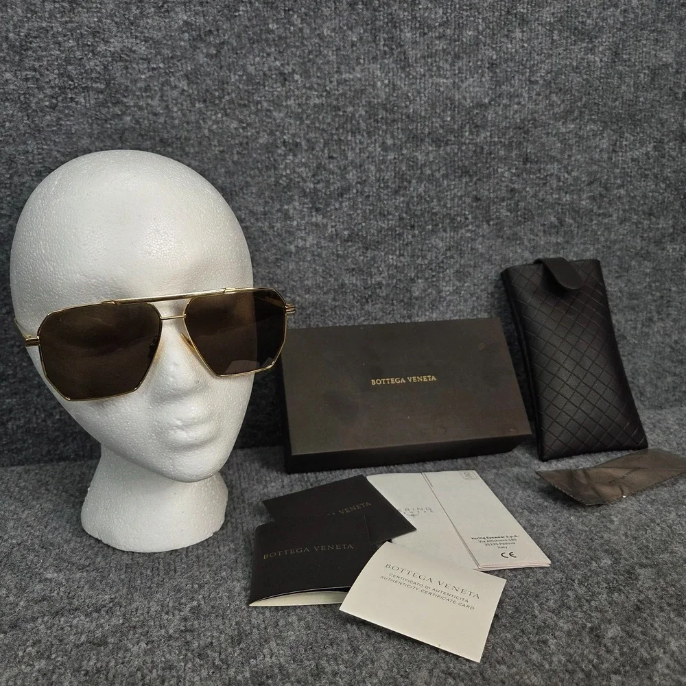 Bottega Veneta Square Sunglasses BV1012S 003 Gold 60 13 145 Made in Italy